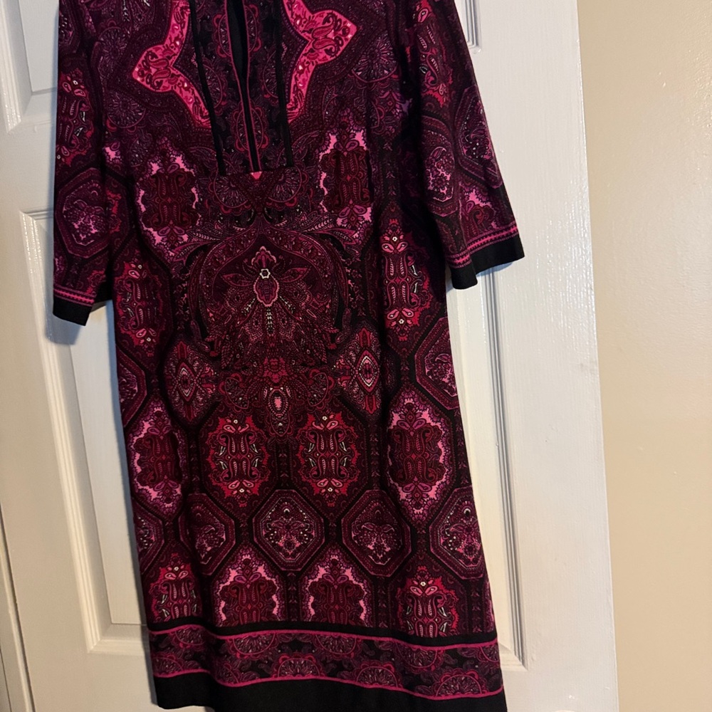 Sandra Darren Red and Pink V-Neck Sundress